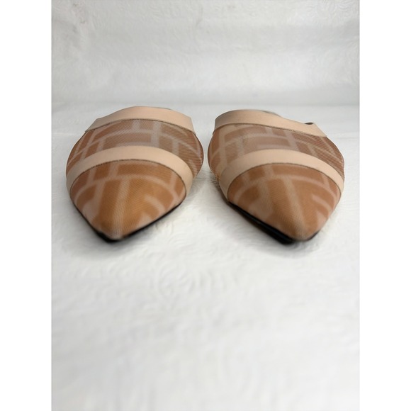 Fendi Colibrì FF Mesh Pointed-Toe Flat Mules Nude Leather‎ EU 36 / US 6 - Picture 3 of 8